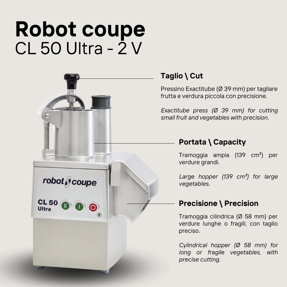Electric vegetable slicer CL 50 ULTRA ROBOT COUPE three phase | Erre4m