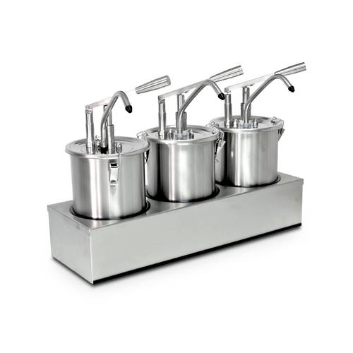 Professioneller Doppelsaucenspender mit Hebel aus Edelstahl 3 x 4,5 Liter
