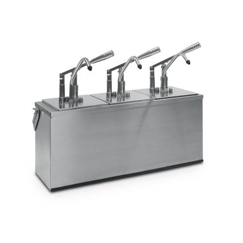 Lever-operated stainless steel sauce dispenser 3 x 3 litres GN 1/6