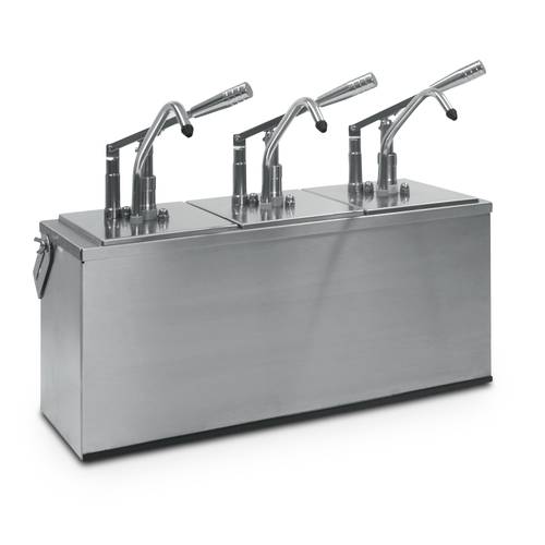 Lever-operated stainless steel sauce dispenser 3 x 3 litres GN 1/6