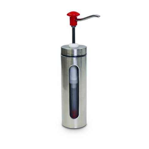 Stainless Steel Sauce Dispenser with Professional Manual Pump red