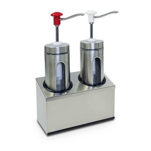 Roestvrijstalen dubbele sausdispenser 2 x 2 liter met handpomp
