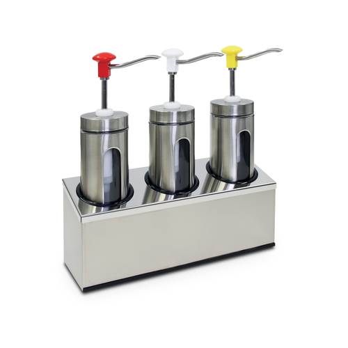 Roestvrijstalen drievoudige sausdispenser 3 x 2 liter met handpomp