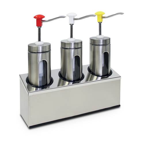 Roestvrijstalen drievoudige sausdispenser 3 x 2 liter met handpomp