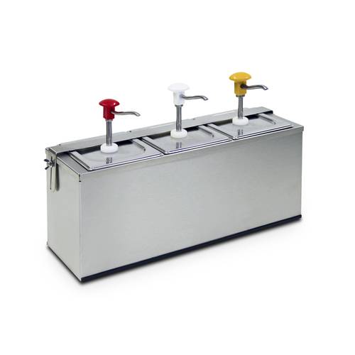 Professionele roestvrijstalen sausdispenser 3 x 3 liter