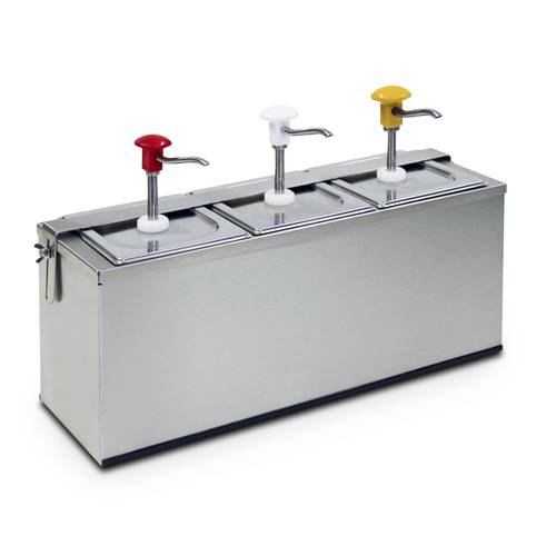Professionele roestvrijstalen sausdispenser 3 x 3 liter