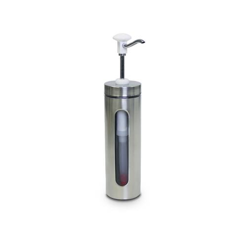 Stainless Steel Sauce Dispenser with Manual Pump Professional White
