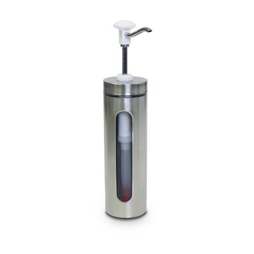 Stainless Steel Sauce Dispenser with Manual Pump Professional White